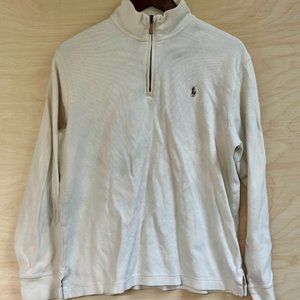 Polo by Ralph Lauren Cream Quarter-Zip Sweatshirt